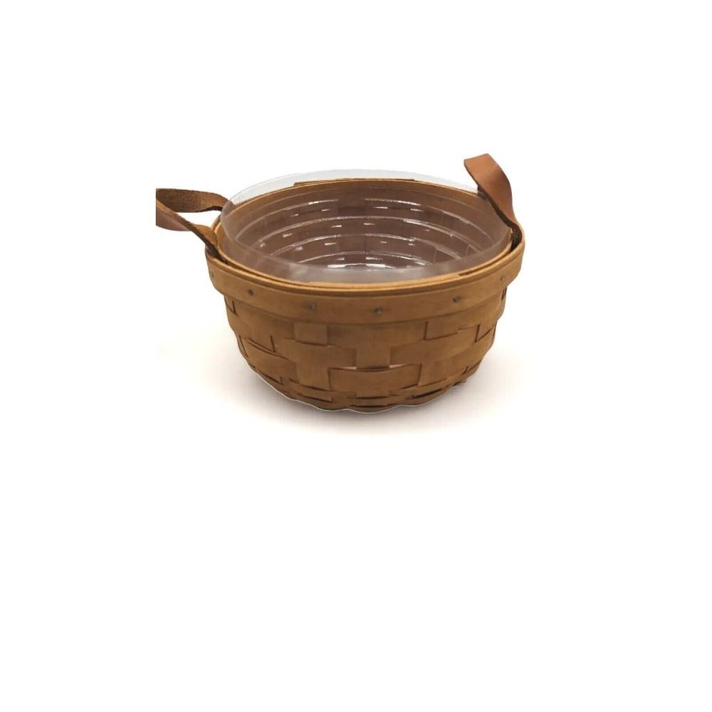 Vintage Longaberger Basket 1993 Hand Woven w/ Plastic Protector 6.5 Diameter